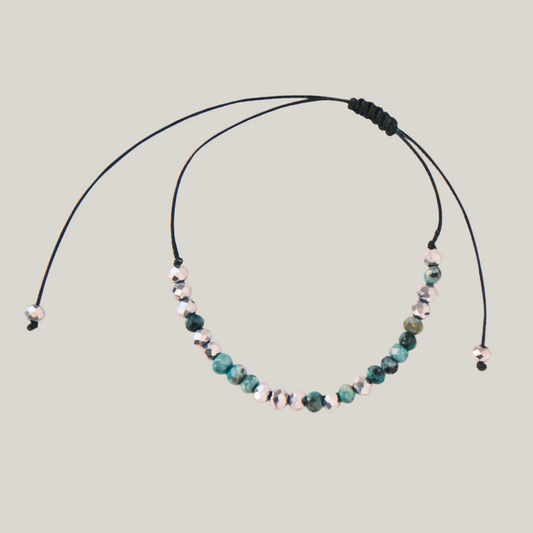 Turquoise & Garnet Multi-Faceted Energy Bracelet