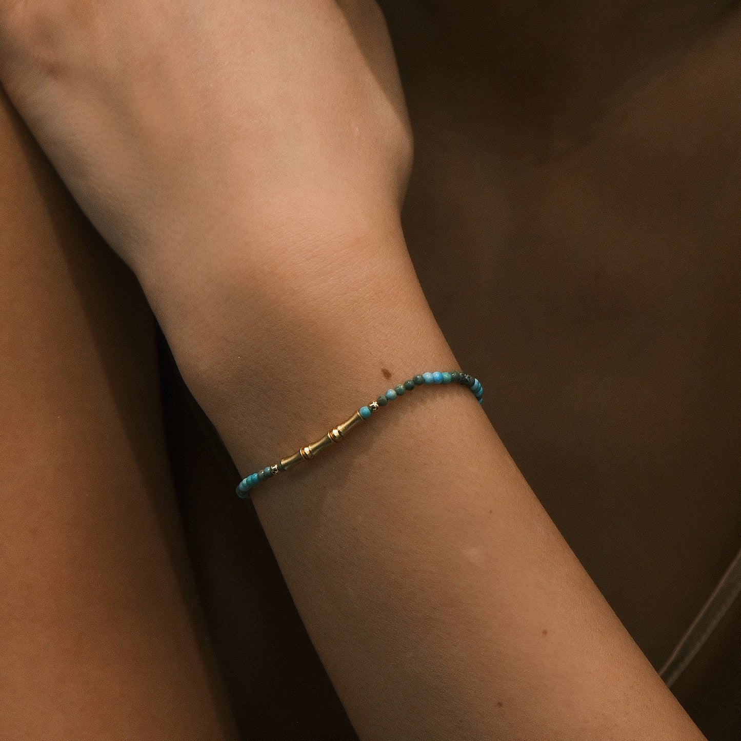 Golden Bamboo Turquoise Bracelet