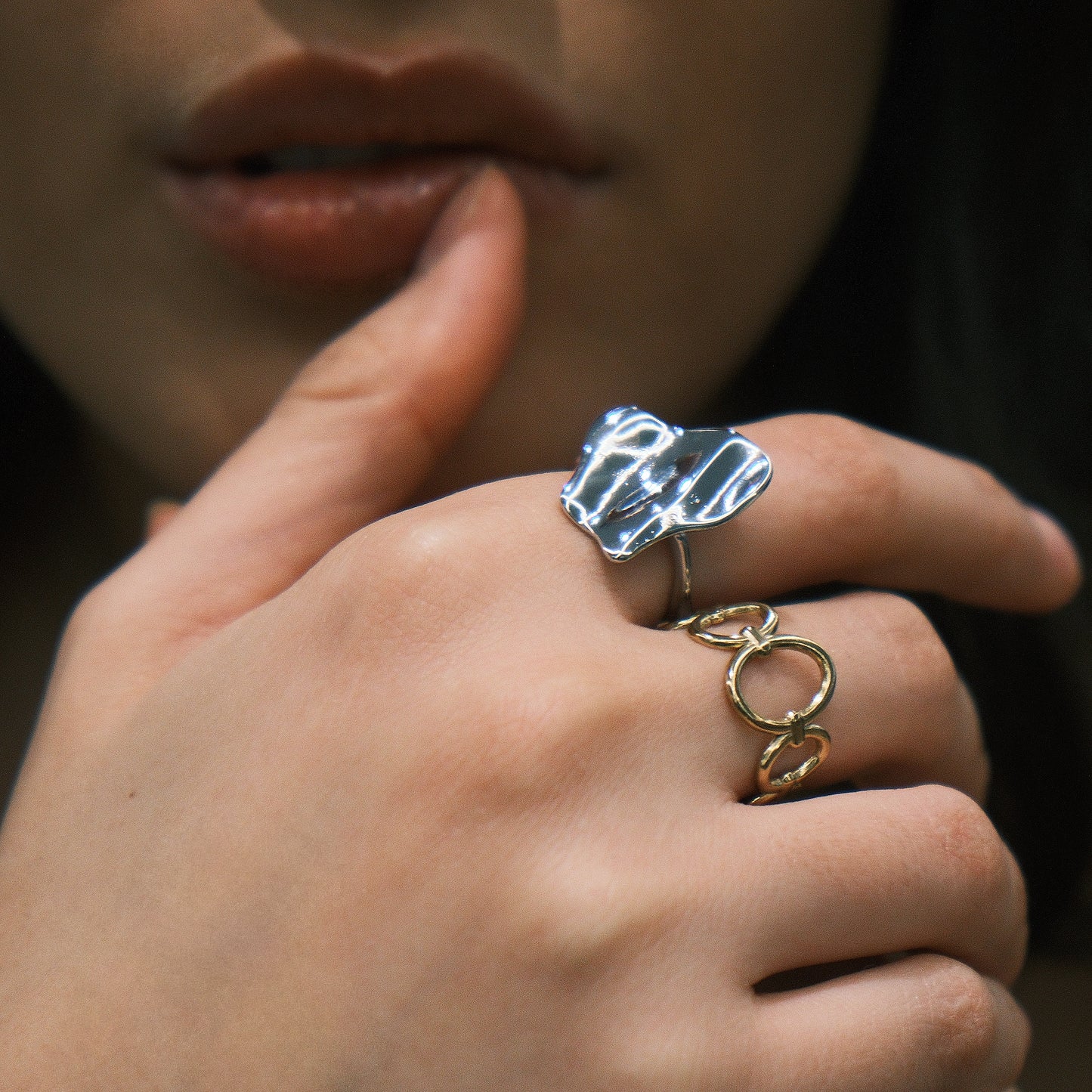 Elegant Irregular Silver Wrinkle Ring